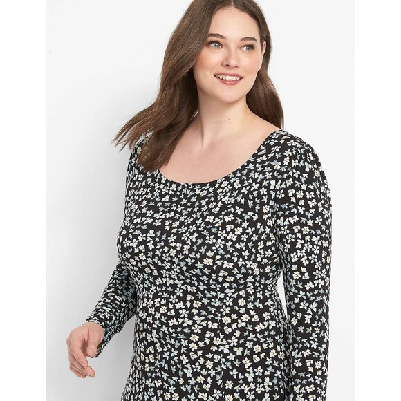 Size 14/16 1X TINY FLORAL PRINT STRETCH MIDI DRESS Cottagecore Western PLUS SIZE - Picture 3 of 7